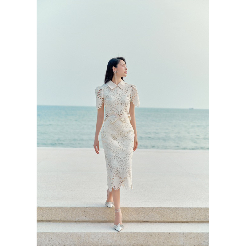 [Nhập mã LAZXuHuong05 giảm 70k/499k] SET REN PHỐI CỔ THANH LỊCH, TIỂU THƯ - CHARMY SET BY ESTRANO