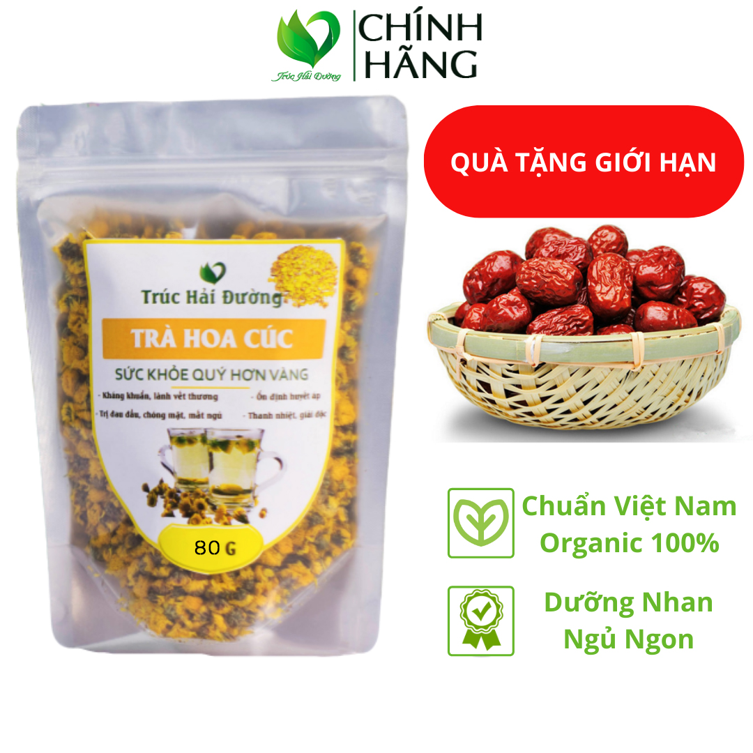 [TẶNG TÁO ĐỎ] Trà Hoa Cúc Loại Thượng Hạng 80Gr Thanh Nhiệt - Giải Độc - Ngủ Ngon - Mát Gan - Sáng Mắt
