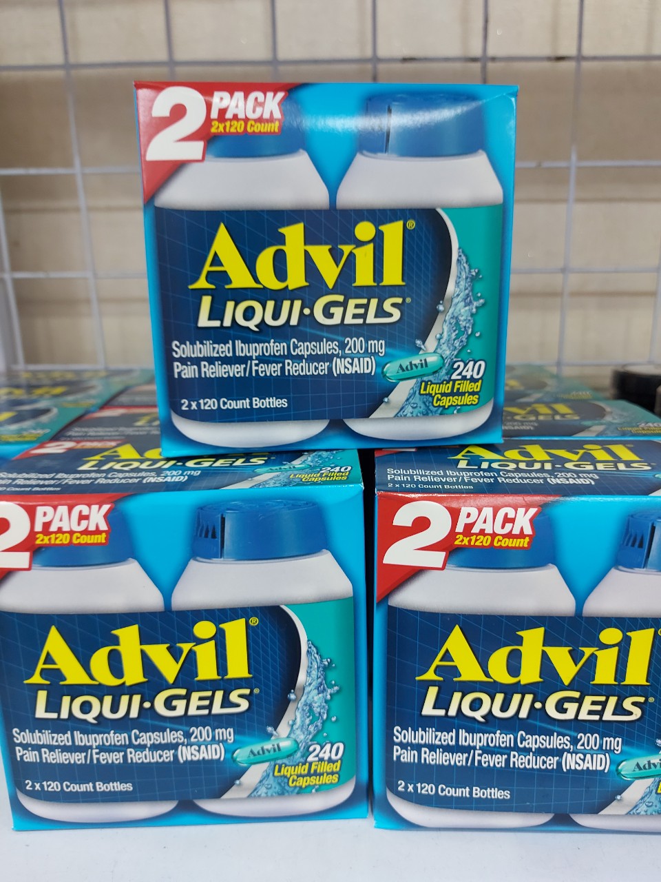 Sét 2 Hộp Viên Uống Giảm Đau Advil Liquid Gels 200mg (120v) Mỹ 