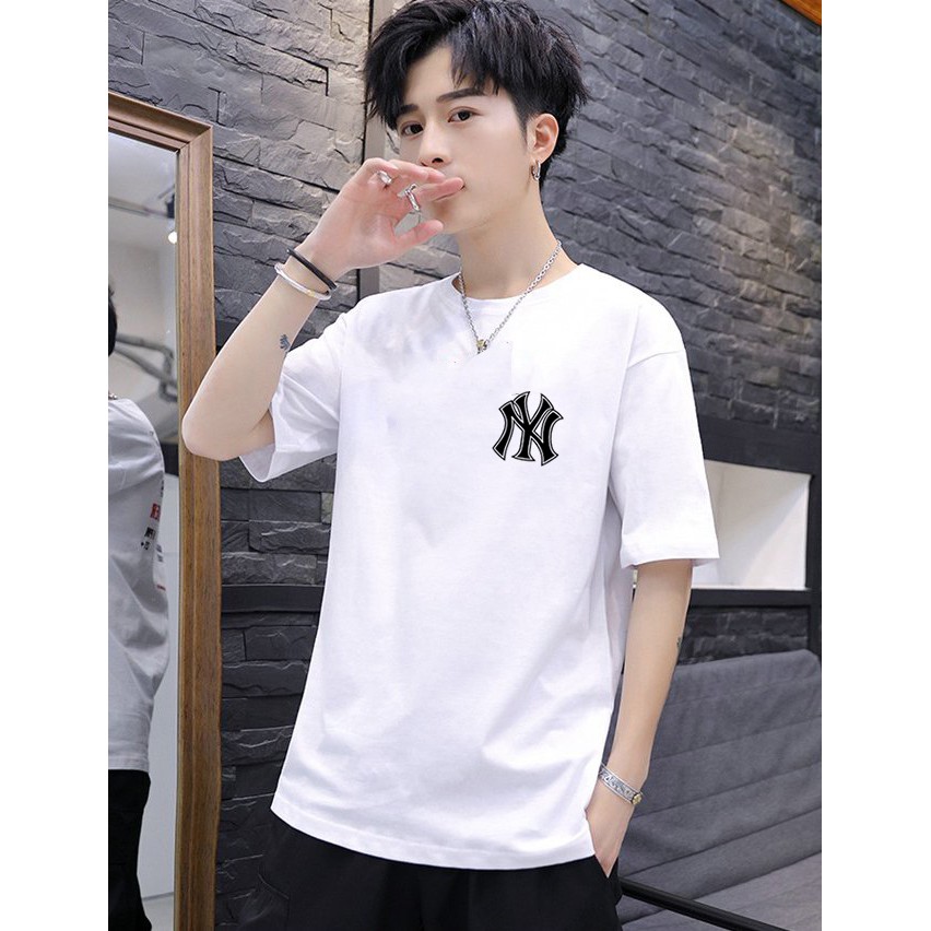 [HCM]Áo thun tay lỡ nam nữ in hình NY cá tính đẹp vải dày mịn (ÁO TRẮNG)