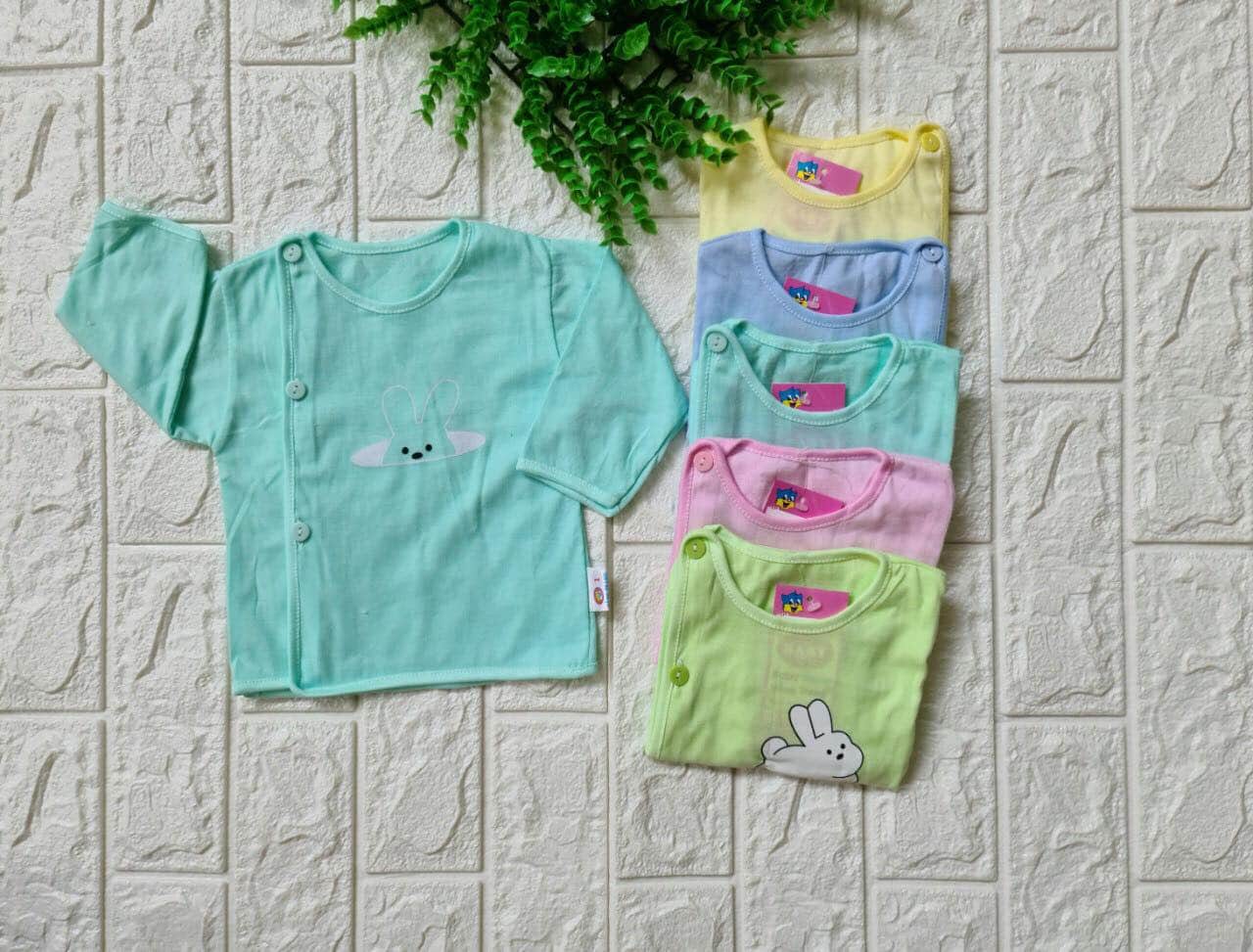 Áo dài cho bé sơ sinh cotton khuy lệch  (4-6kg)