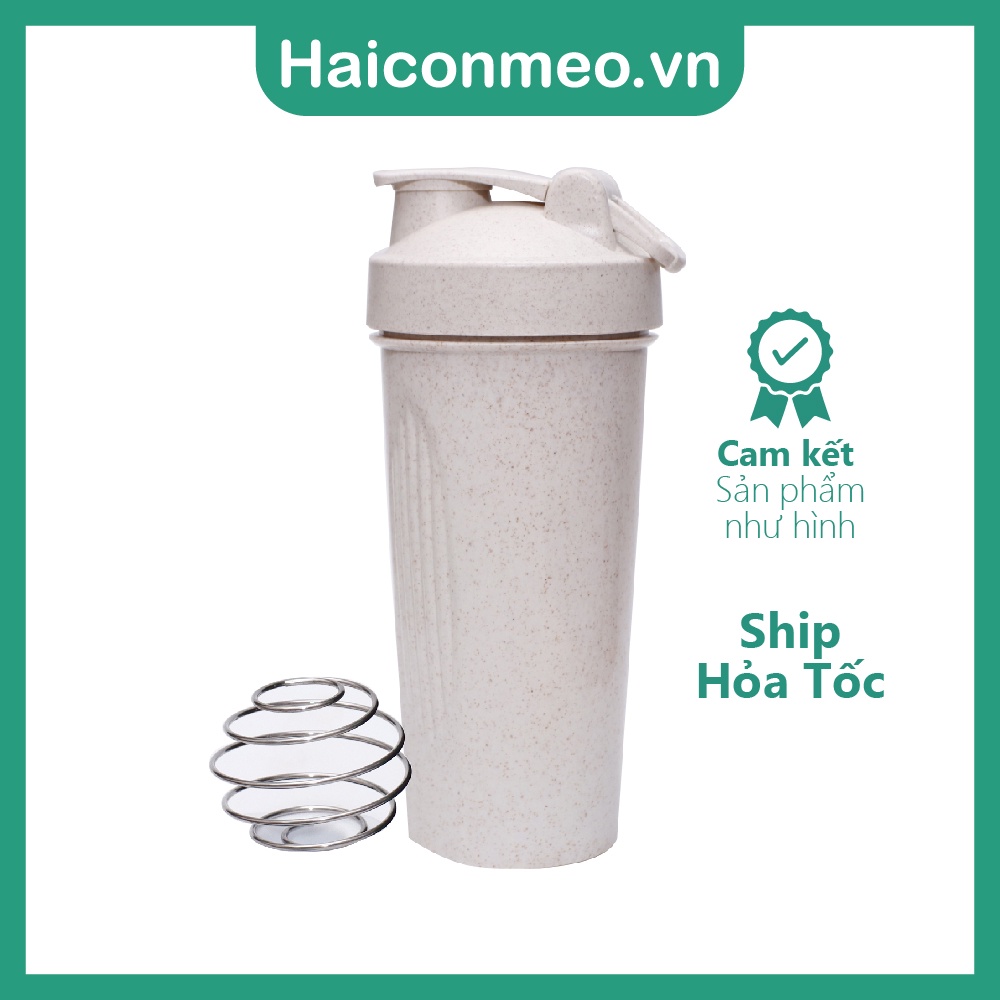 Bình lắc whey lúa mạch kèm bóng lắc inox304 tập gym bình nước thể thao shaker pha sữa protein
