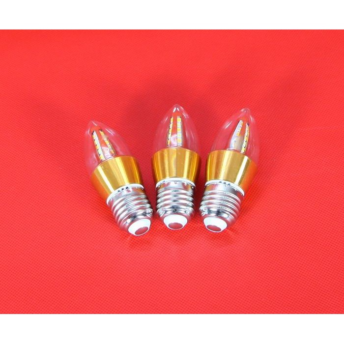 Bộ 3 bóng đèn led c35 4w hình quả nhót viền vàng đui e27