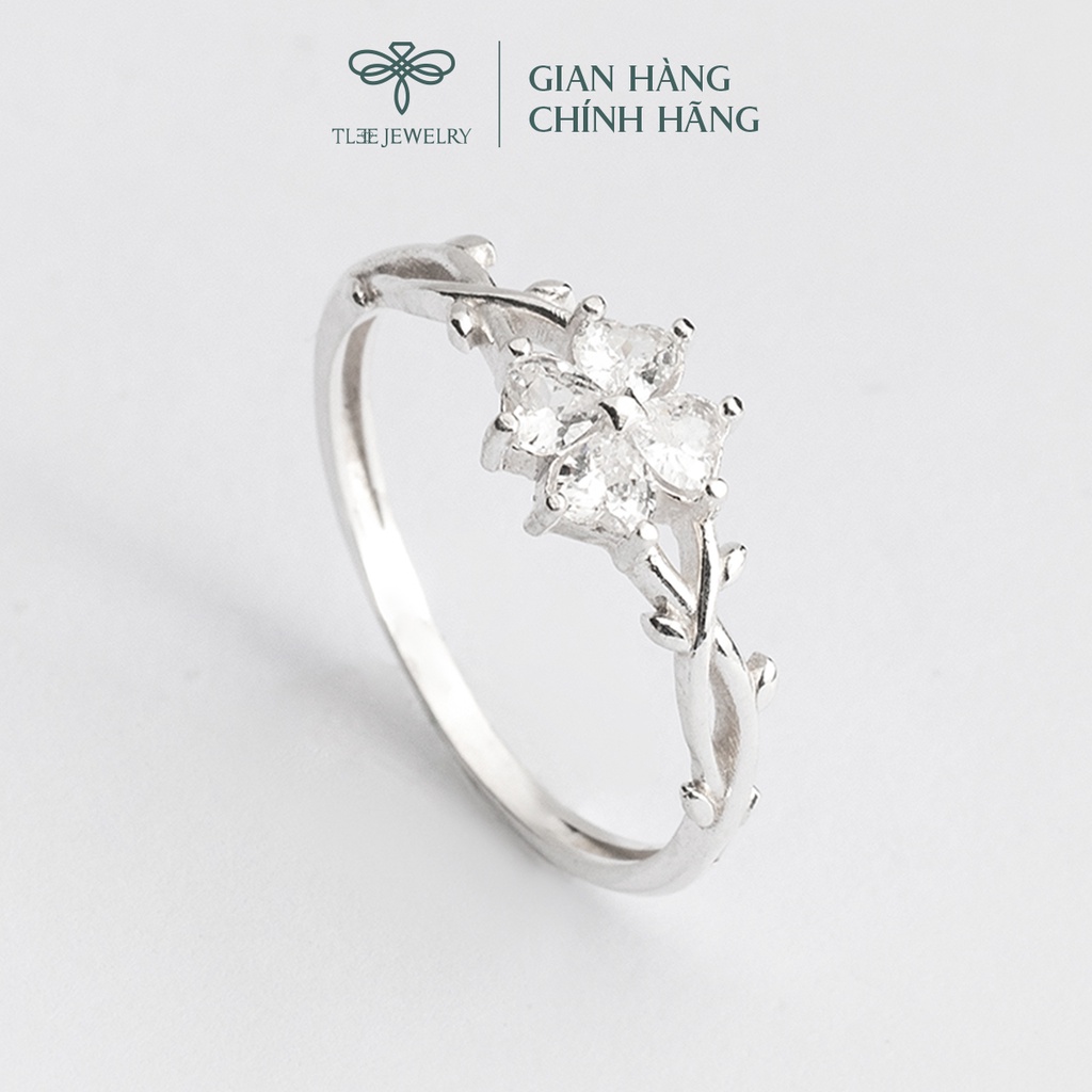 Nhẫn bạc nữ TLEE cỏ bốn lá đính đá cao cấp TleeJewelry A0104