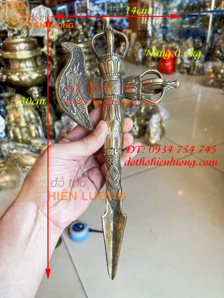 Tri-level copper feng shui chain hang its bolts-Phurba copper-DXR: 30x14cm Weight: 0,5 kg