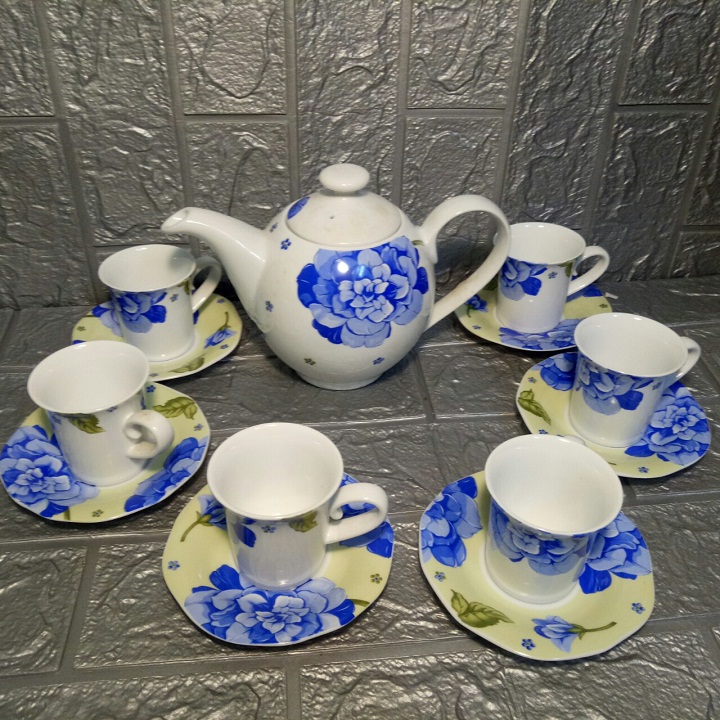 Bộ bình trà sứ chuan kao hoa xanh cao cấp