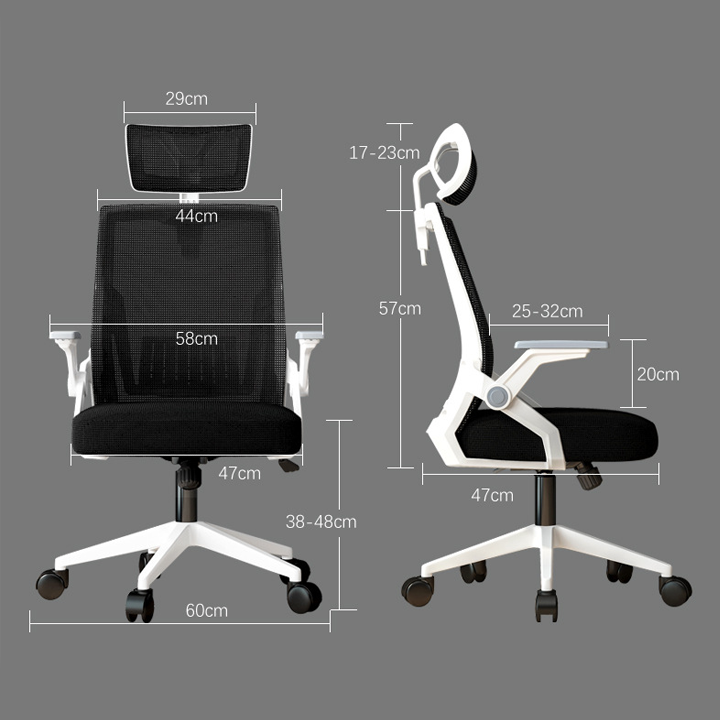Ghế công thái học Ergonomic, ghế làm việc văn phòng đệm cao su cao cấp ngả lưng thư giãn