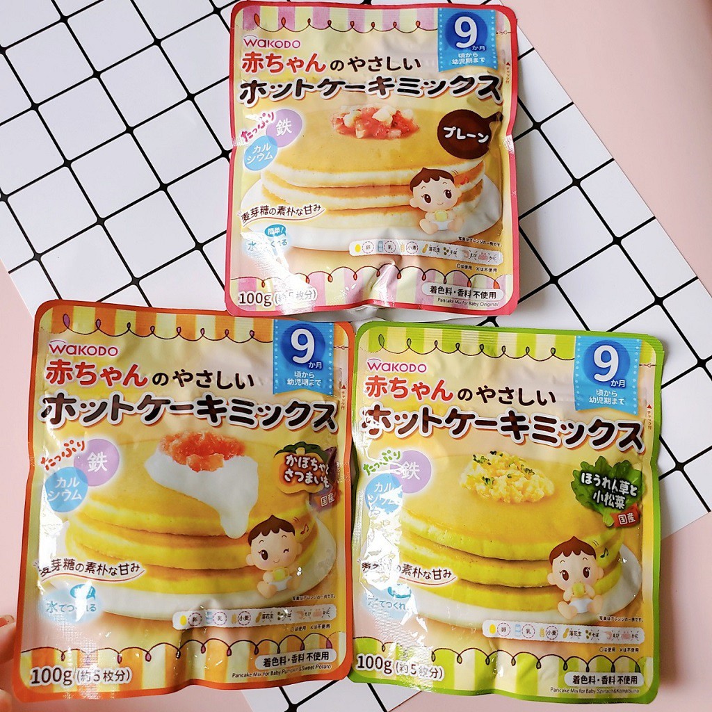 Bột làm bánh pancake (doraemon) Wakodo cho bé 9m+