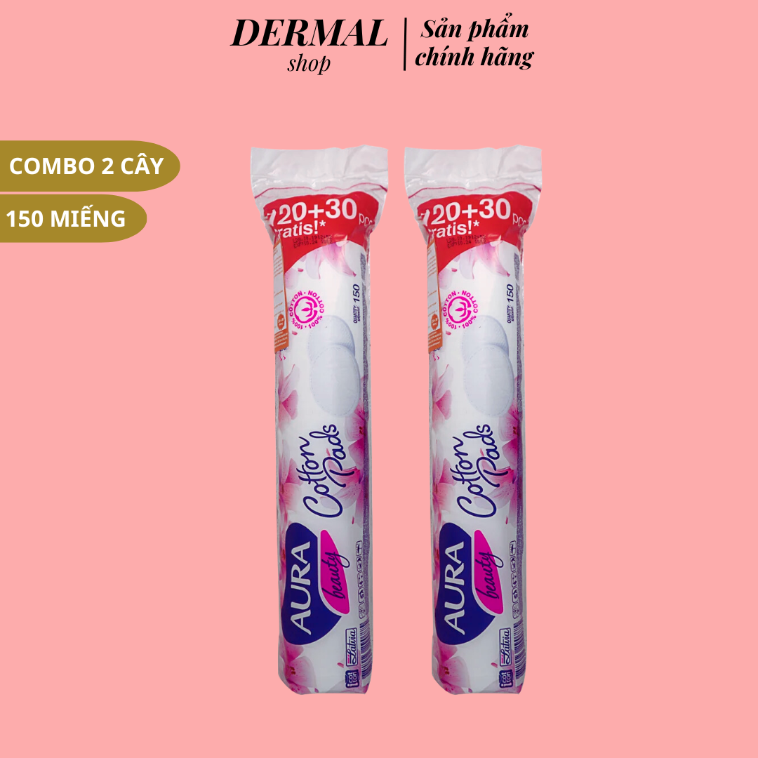 Combo 2 CÂY bông tẩy trang Aura Beauty 150 miếng