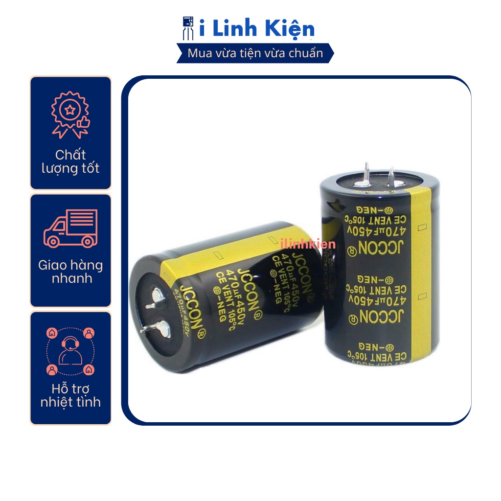 Tụ hóa 450v 470uf-1000uf chân cứng jccon audio
