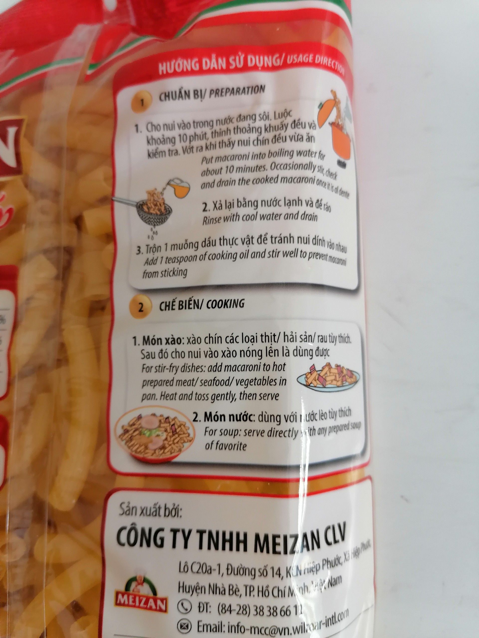 [gói 400g] NUI CAO CẤP (Ống dài) MEIZAN Premium Macaroni (Sedani Rigati)