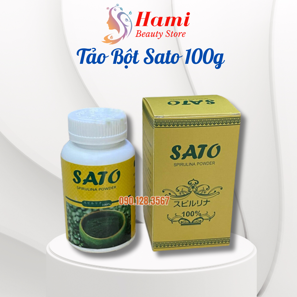Cốm tảo xoắn sato dạng bột nhật bản 100gam cấp ẩm, trắng sáng da