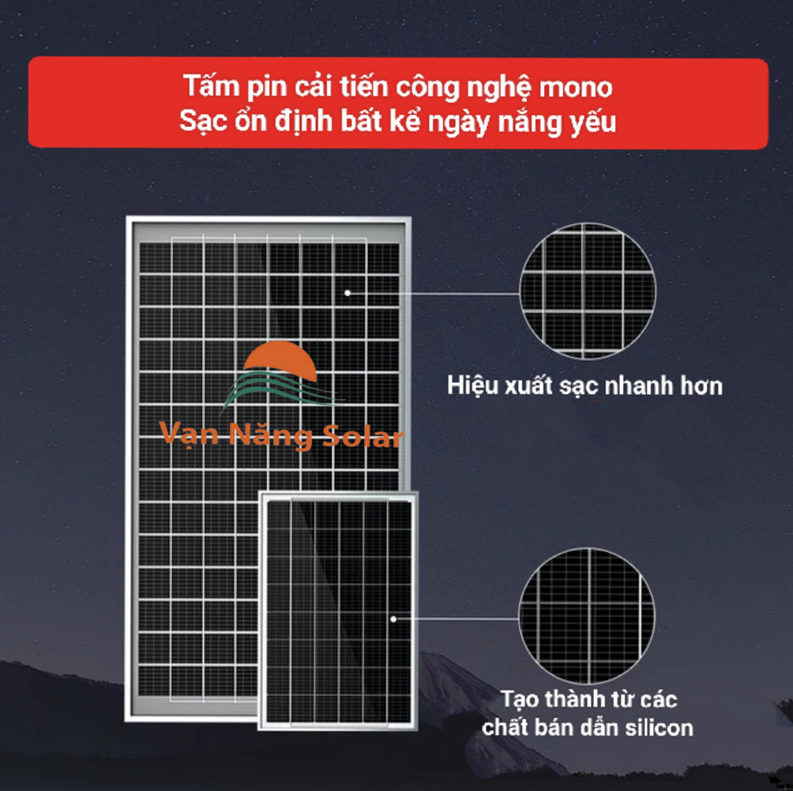 Đèn Pha LED Năng Lượng Mặt Trời Vạn Năng 200W Cao Cấp