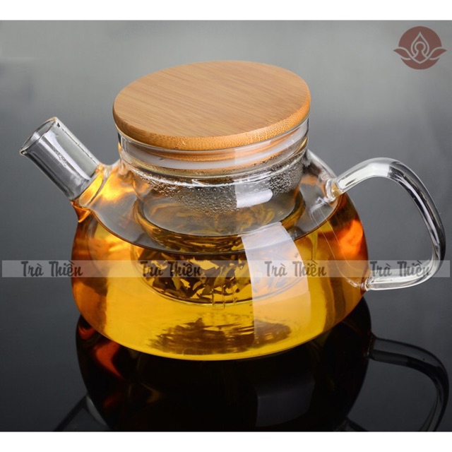 Ấm Thuỷ Tinh Nắp Tre Lõi Lọc 600Ml