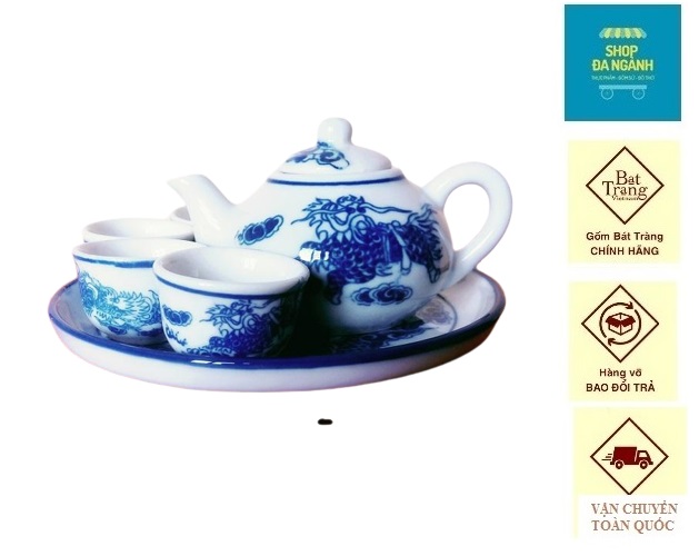 Bộ ấm chén kỷ ban thờ, gốm sứ Bát Tràng