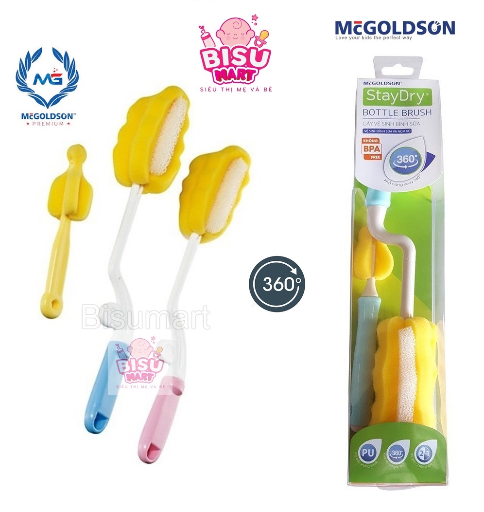 Cây cọ rữa bình sữa núm vú xoay 360 độ 2 đầu mút mcgoldson mẫu mới loại cao cấp