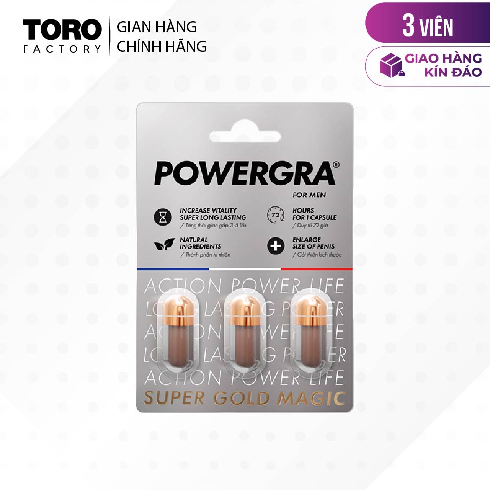 Viên uống phục hồi và hỗ trợ nam giới Powergra (Super Gold Magic) - Vỉ 3 viên | TORO FACTORY