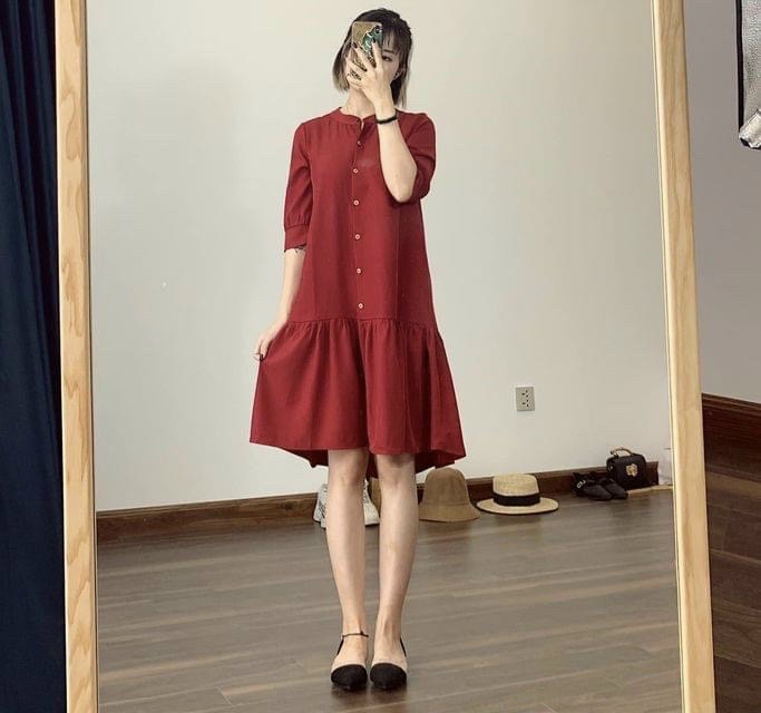 Đầm đỏ đuôi cá tay lỡ