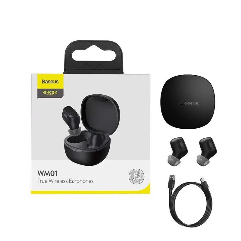 Tai nghe Bluetooth Baseus Encok True Wireless Earphones WM01 (TWS, Bluetooth 5.0, Stereo Earbuds, Touch Control, Noise Cancelling)