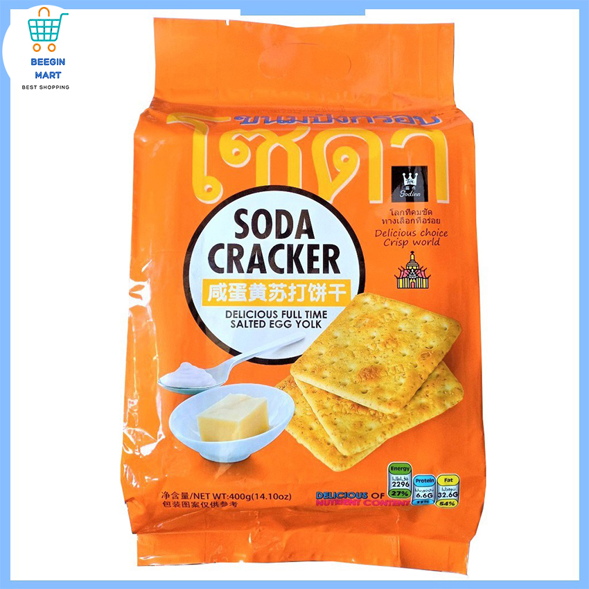 Bánh quy soda cracker vị mặn thái lan, bánh quy ăn kiêng 400g - beegin mart