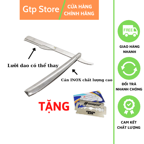 Dao cạo râu, tóc, mặt đa năng INOX cao cấp (Tặng Kèm 10 Lưỡi Dao)