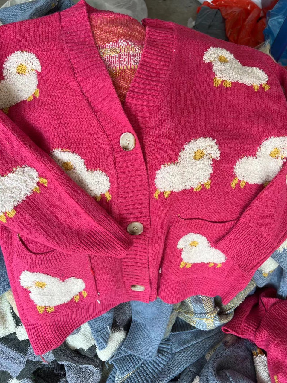 Áo Khoác Len Cardigan Trám Lông Cừu Hình Cừu Cực Xinh