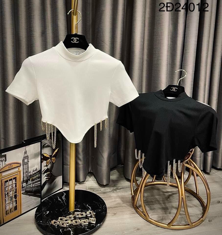 Áo Croptop Cổ Lọ Phối Xích Eo Cá Tính KXAK0066