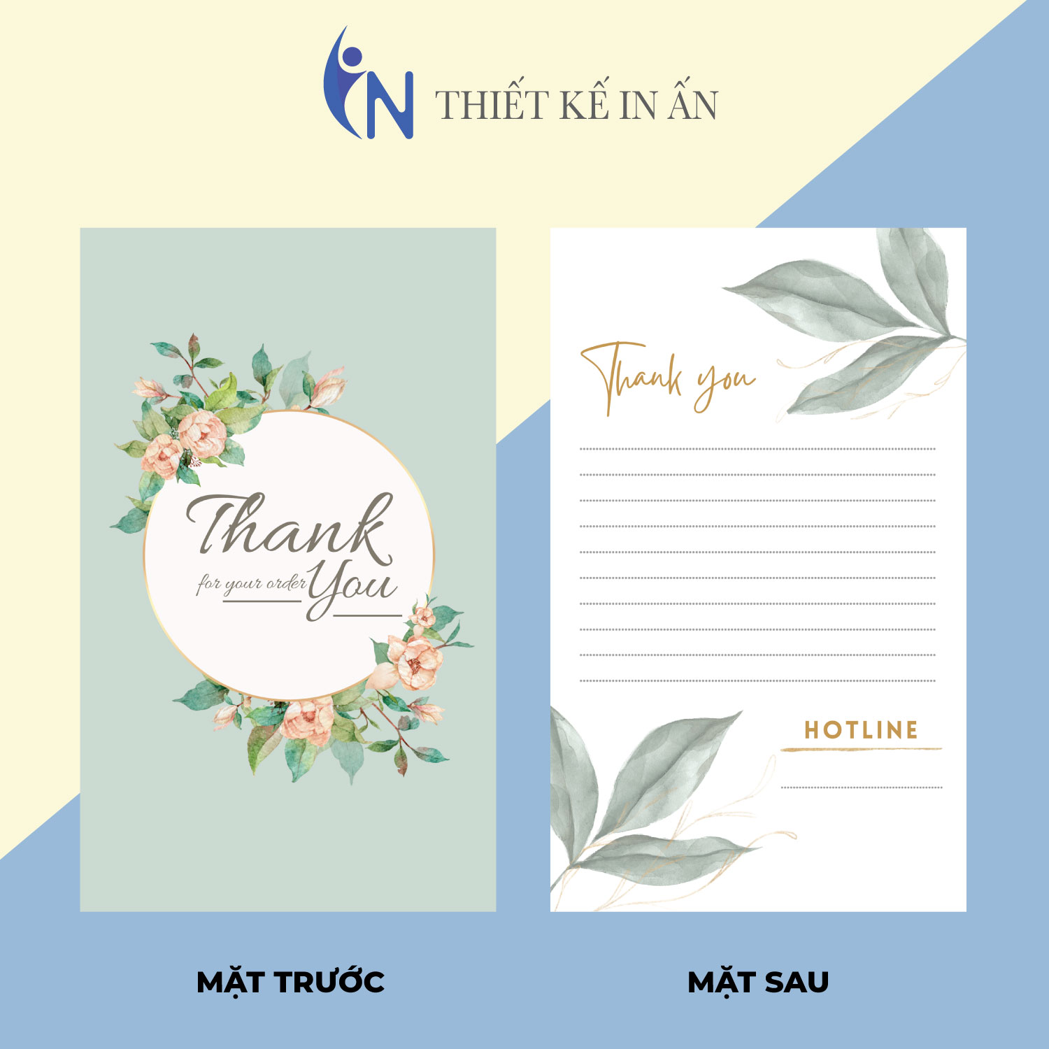 Thẻ cảm ơn, thiệp cảm ơn IN GIÁ RẺ cho shop bán hàng online bìa cứng, cán màng chất lượng cao - gói 50 thiệp- size 5,4x9cm - mẫu 01