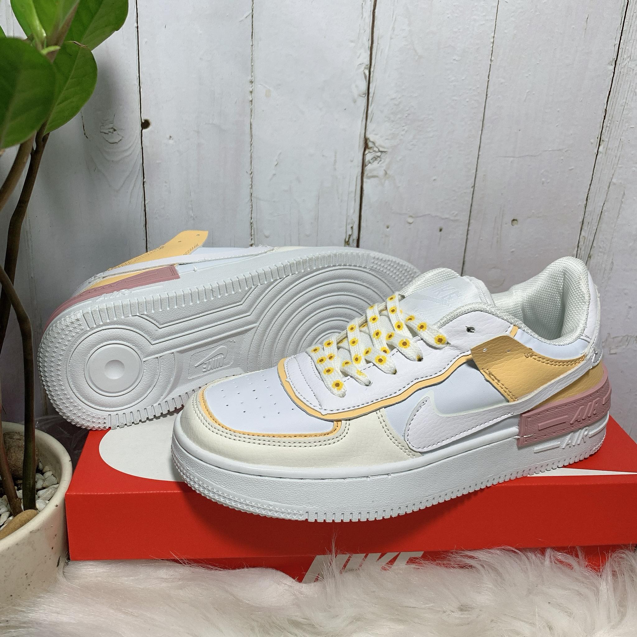 [HCM]Giày Sneaker Nữ AirForce Shadow Hoa Cúc Cực Đẹp Full Box