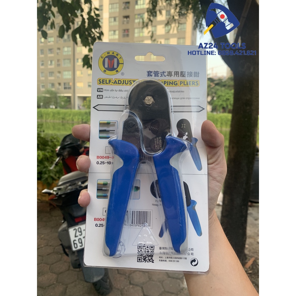 Kìm bấm cos lục giác, bấm cos pin tự điều chỉnh 0.25-6mm2 b0049-0606 cmart az24tools