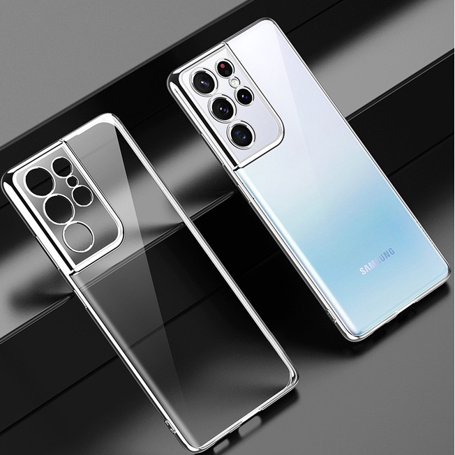 Ốp lưng TPU mềm trong suốt mạ viền Crom 6D sang trọng thích hợp cho SamSung S22 Ultra S22 Plus S22 S21 FE S21 ULTRA S21 PLUS S21 S20 Ultra S20 Plus S20