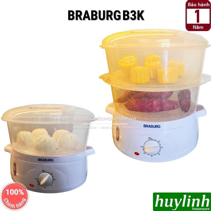 Nồi hấp điện 3 tầng Braburg B3L - 8.5 lít - B3K - 9 lít