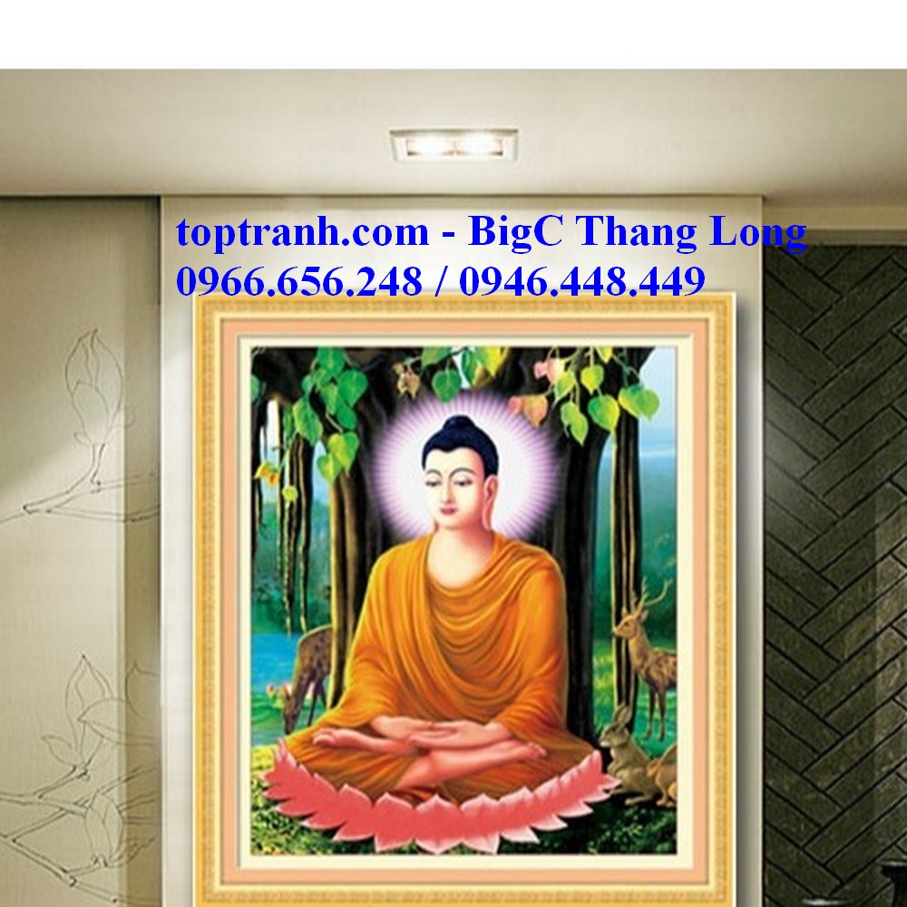 Tranh thêu chữ thập Phật thích ca thêu kín cỡ nhỏ A1104 chưa thêu