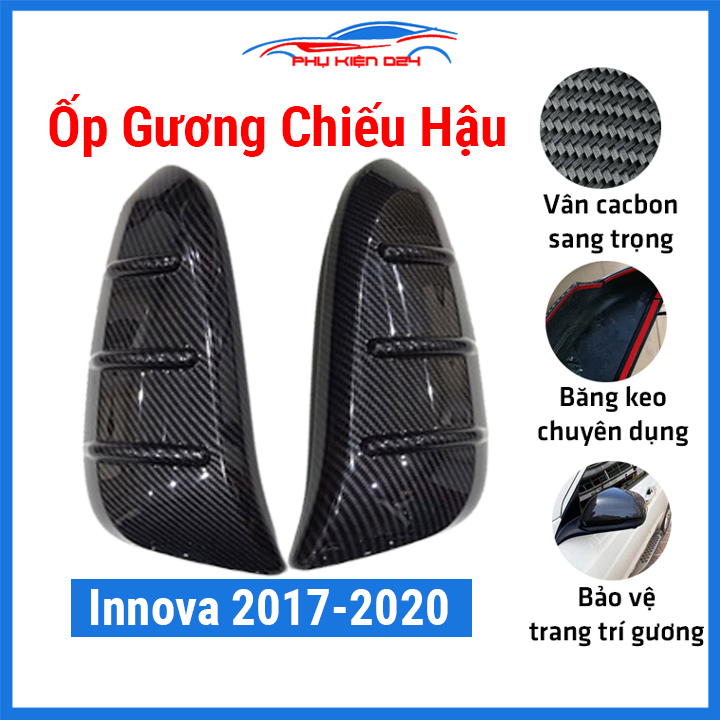 Ốp gương chiếu hậu xe innova 2017 2018 2019 2020 vân cacbon, trang trí, bảo vệ gương ô tô