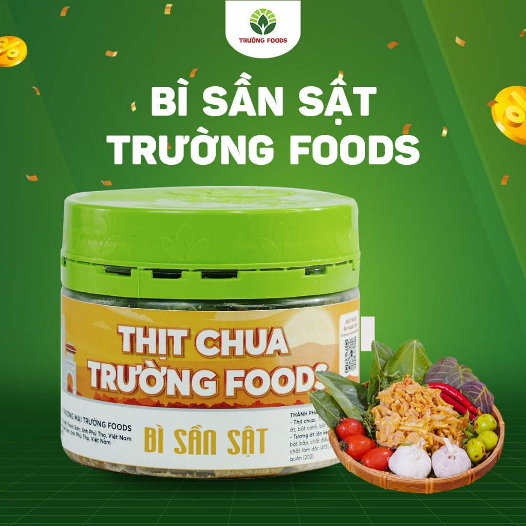 Thịt chua bì sần sật - Đặc sản thịt chua Phú Thọ - Thịt chua bì sàn sật nhiều bì - Thịt chua Trường Foods bì sần sật 200gr