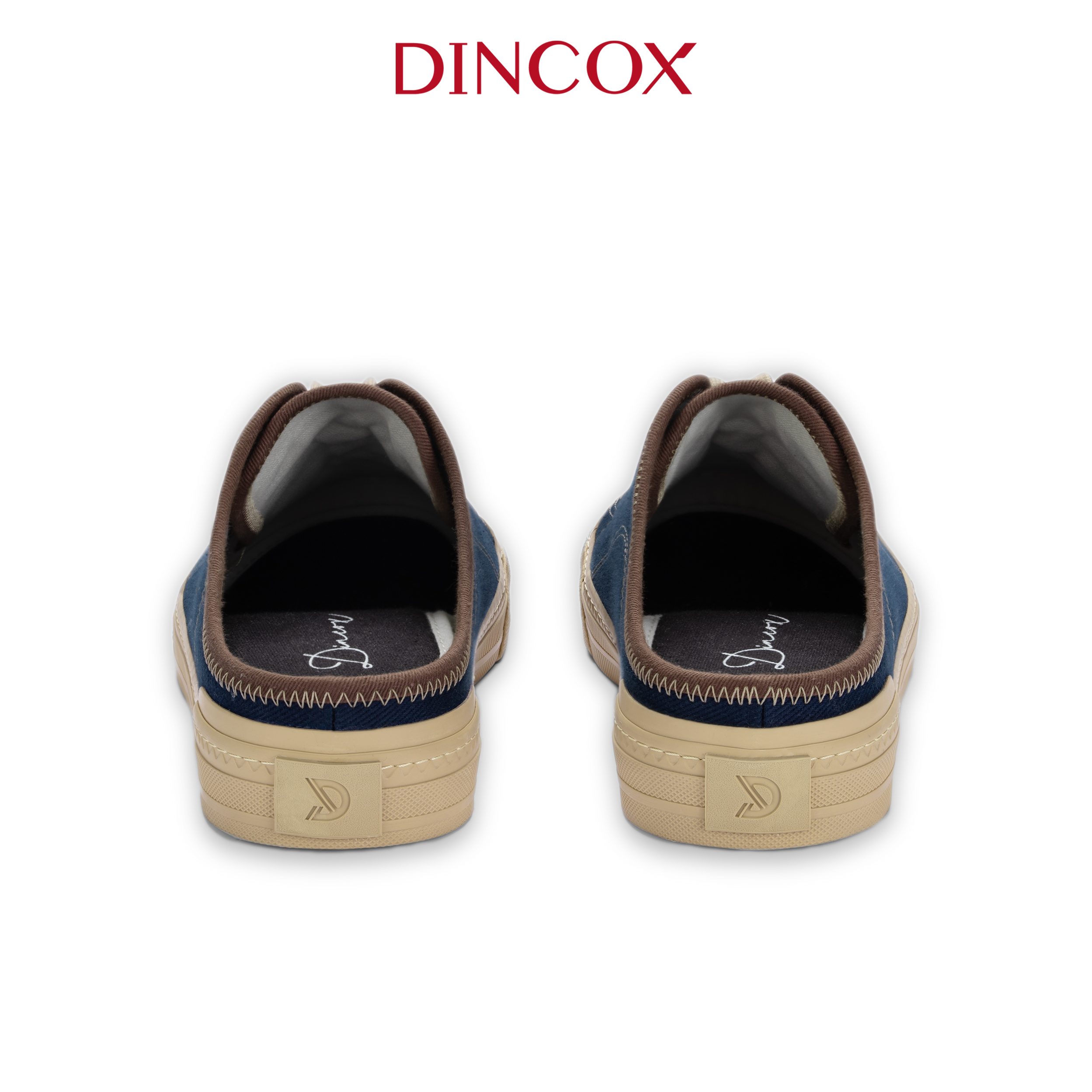 Giày Sục Đạp Gót Mules Dincox Vải canvas E10 Dark Navy