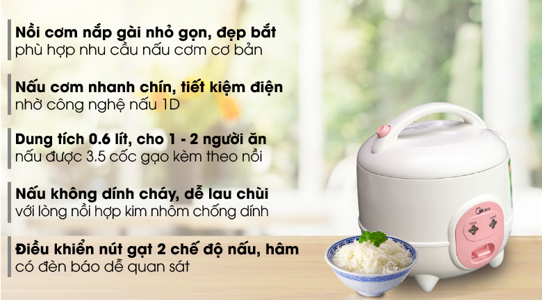 Nồi cơm điện Midea 0.6 lít CM06SA