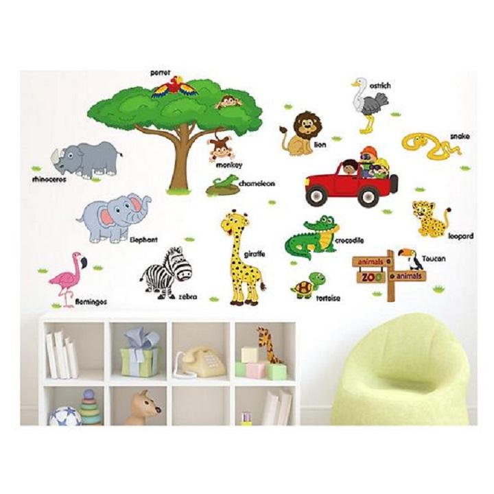 [HCM]Decal dán tường sở thú kèm tiếng anh