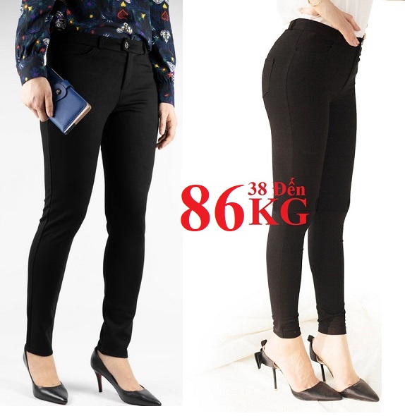 Quần Tregging, Quần legging nữ Cạp Khuy Khóa có đỉa Quần, Giả Quần Tây, Dáng ôm Sát có size to 89KG