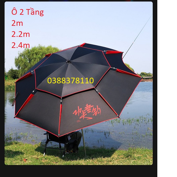 Ô Dù Câu Cá 2 Tầng Màu Đen Cao Câp