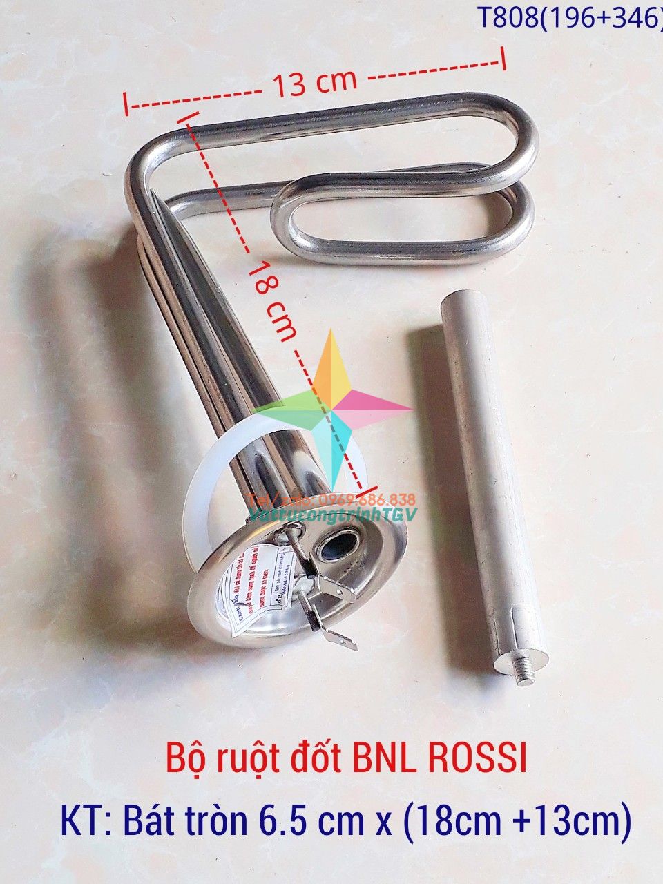Bộ ruột đốt Bình nóng lạnh ROSSI - TÂN Á 15L bát tròn 6,5cm x 18cm+13cm + Thanh magie 5mm