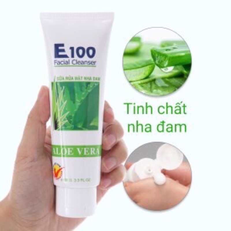 sữa rửa mặt trắng da ngừa mụn E100 nha đam 100g