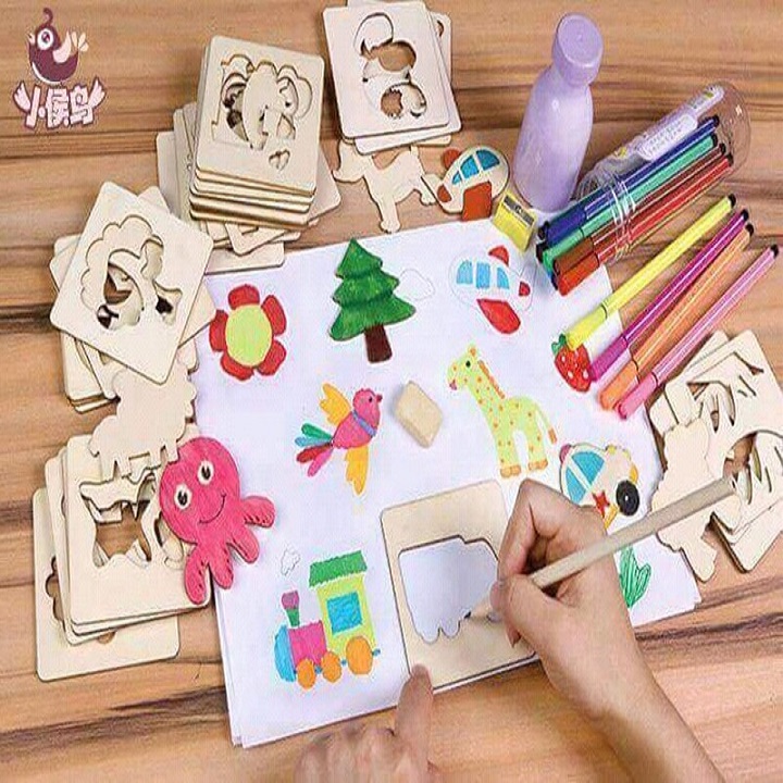 BỘ KHUÔN VẼ TRANH BẰNG GỖ CHO BÉ