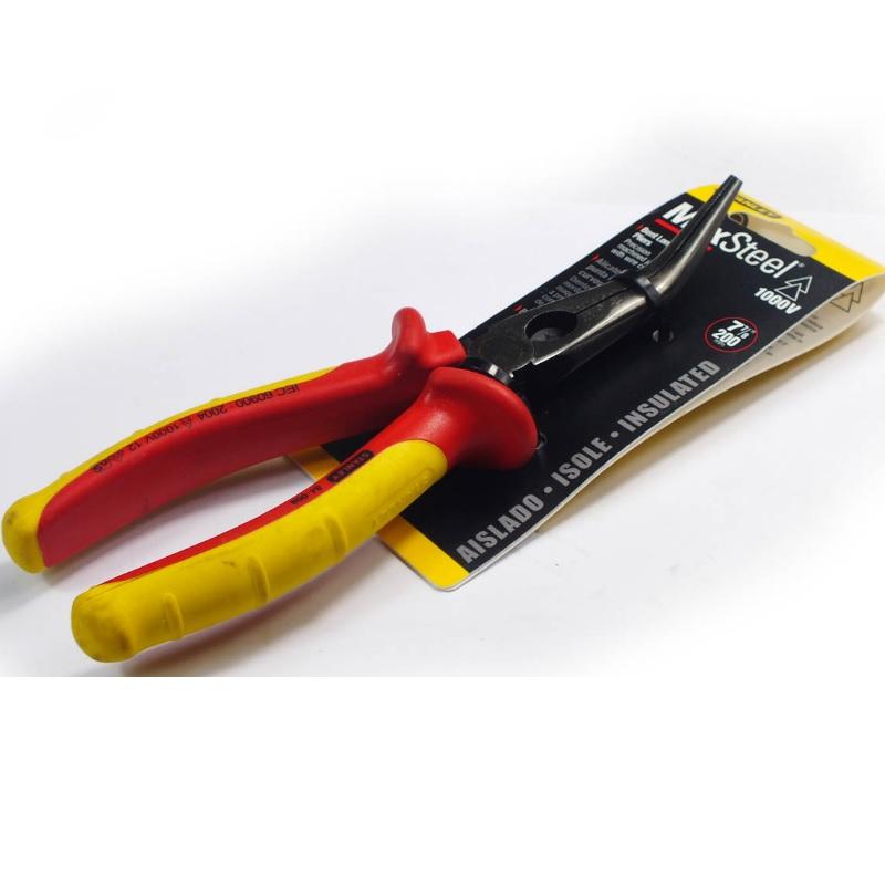 Kìm nhọn mỏ cong Stanley 84-008 20cm (Đỏ phối vàng)