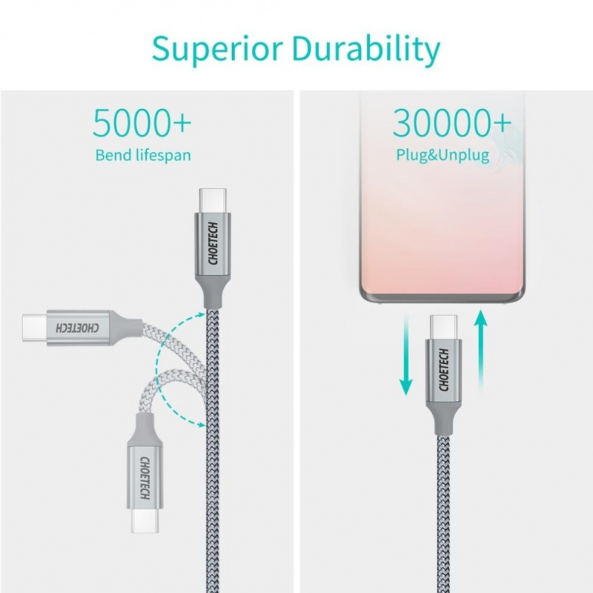 Cáp Sạc Nhanh Choetech XCC-1002 100W Type C to Type C Dài 1.8M (Hàng chính hãng)