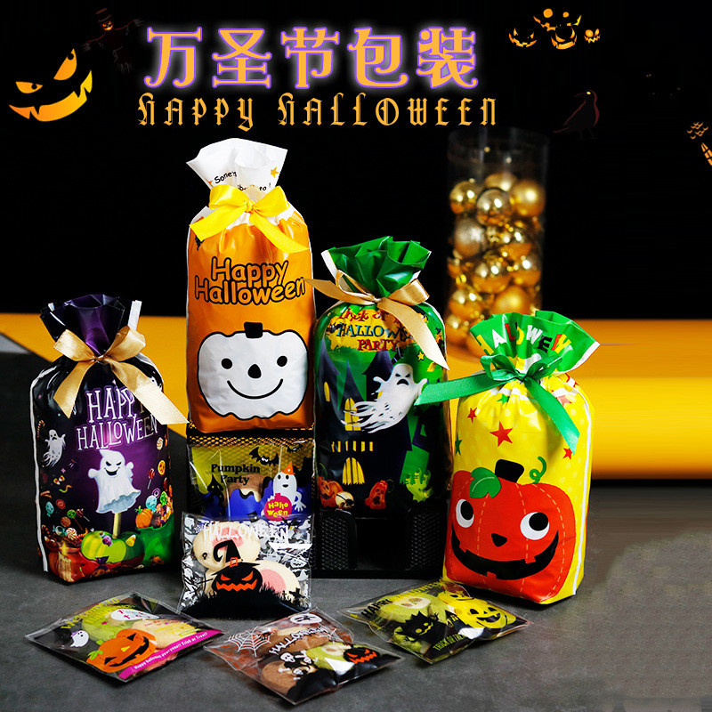 Sét 50 túi đựng kẹo rút nơ halloween