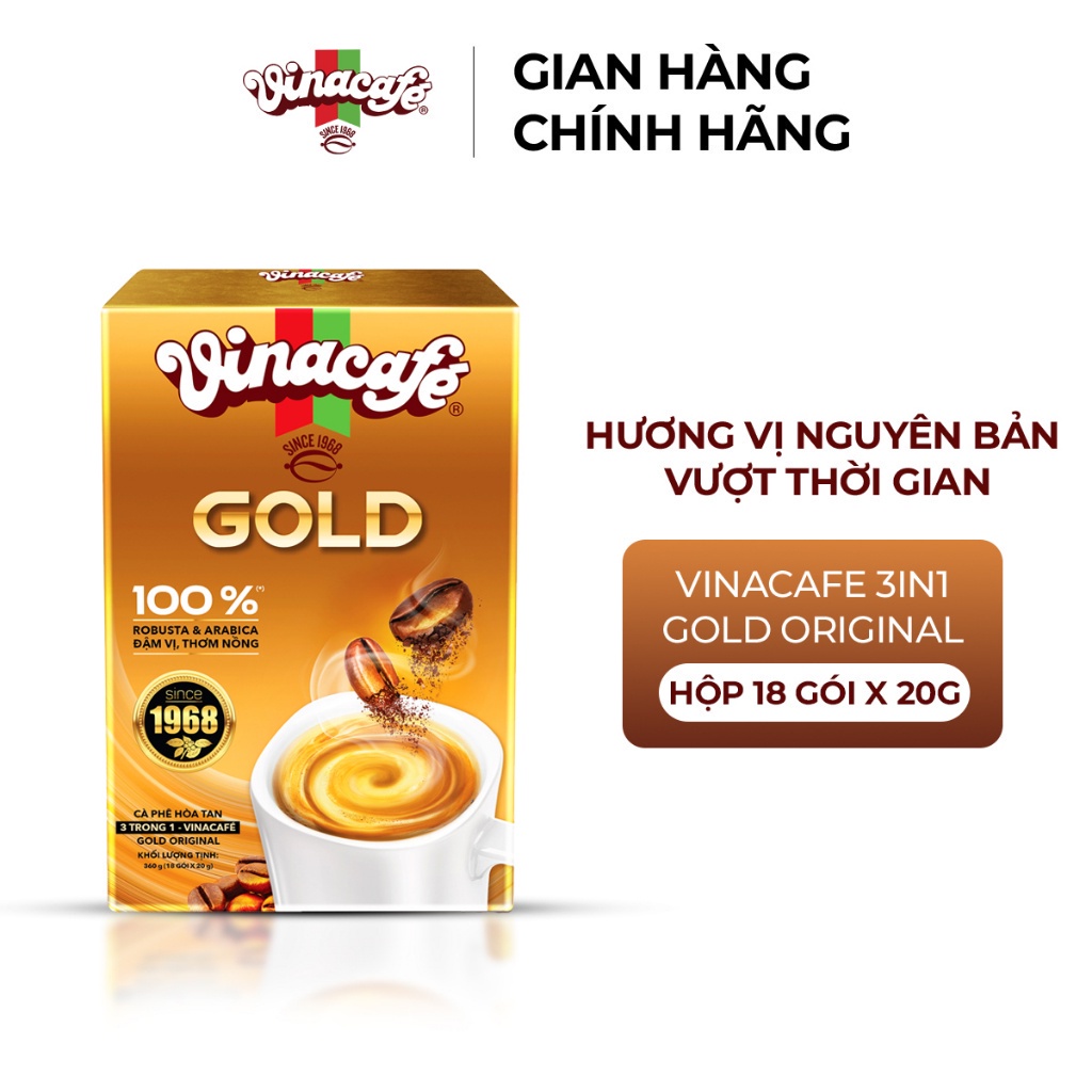 Cà phê vinacafé 3in1 gold original hộp 18 gói x 20g - bat muoi