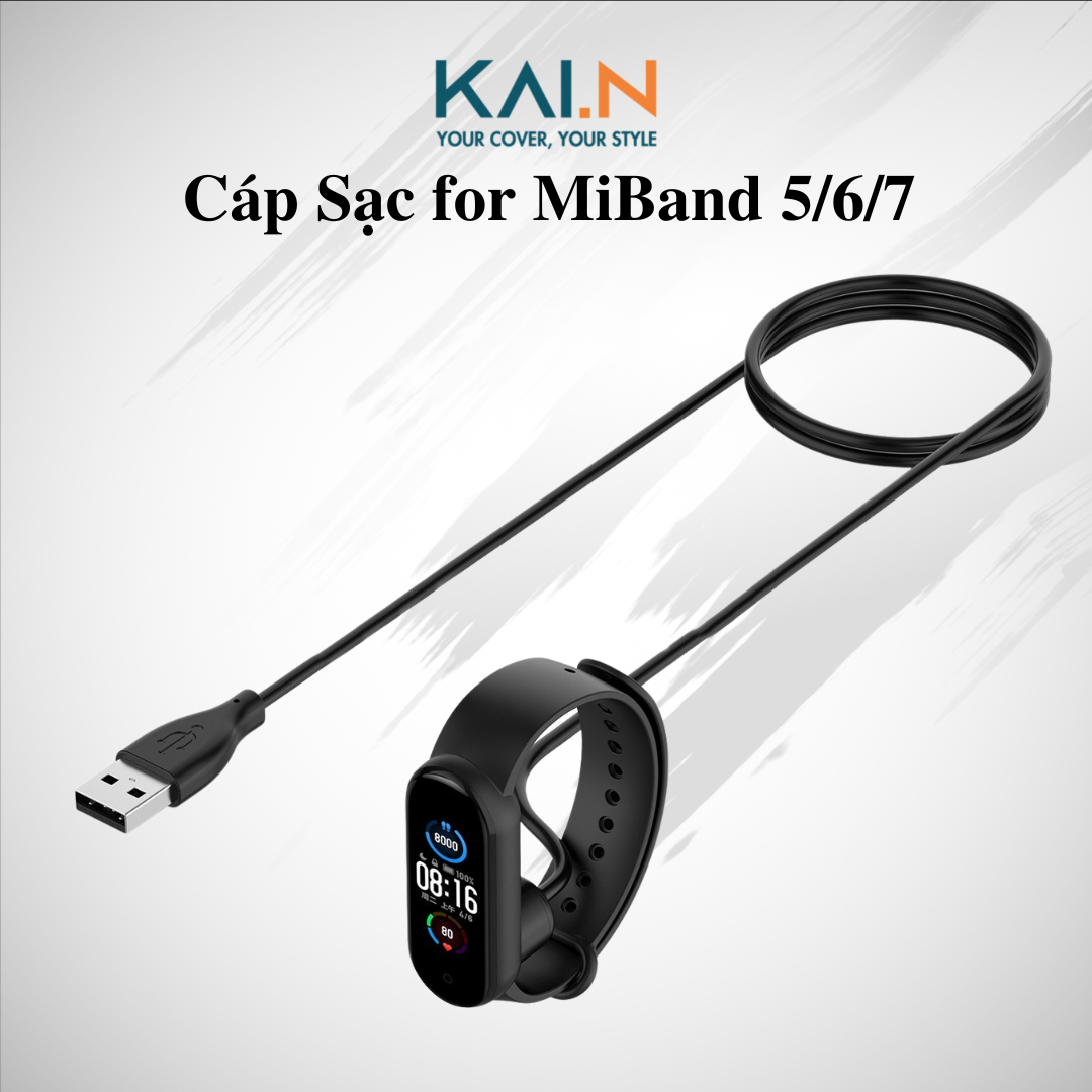 Dây cáp sạc từ tính kai.n charge cho đồng hồ xiaomi mi band 5/ mi band 6/ mi band 7- hàng chính hãng