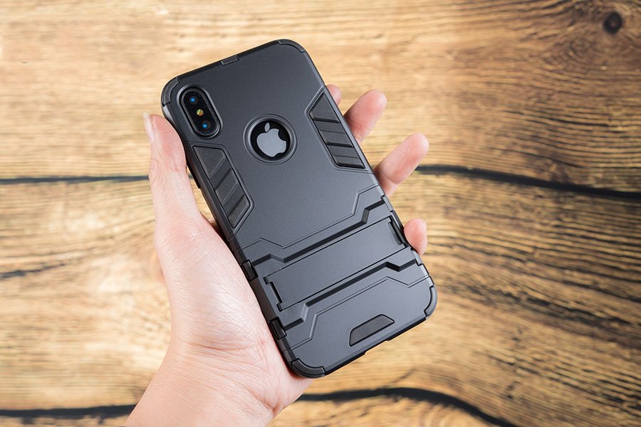 Ốp lưng chống sốc iron man Iphone Full đời- Kiêm Giá Đỡ