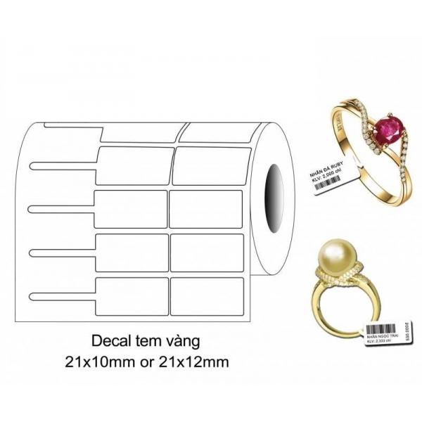 Decal PVC in tem nhãn vàng bạc 40x11.